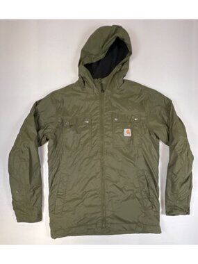 Carhartt Men's Lightweight Fleece Lined Hooded Jacket Olive Green Full Zip S